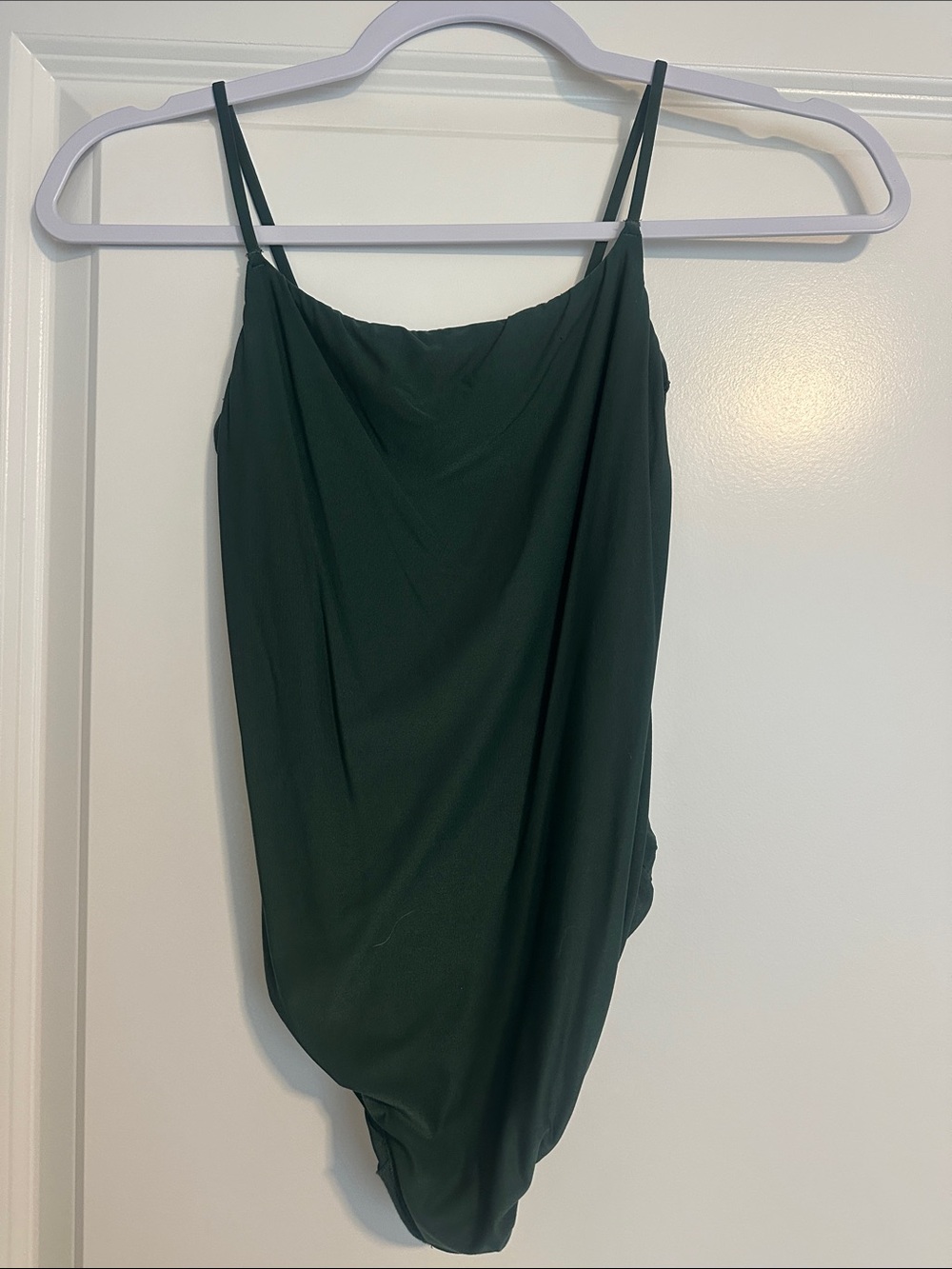 aerie Dark Green Satin Cowl Neck Bodysuit